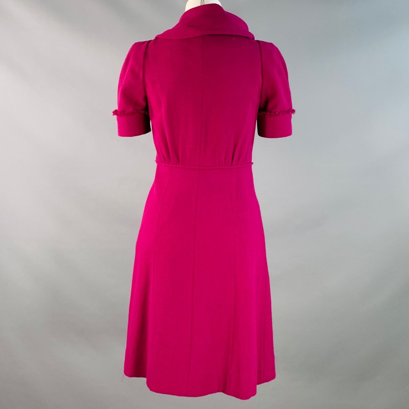 Marc by Marc Jacobs Size 2 Purple Wool Short Sleeve Raw Edge Dress Size XS / US 0-2 / IT 36-38 - 4 Thumbnail