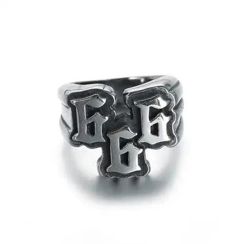 Other stainless steel digital 666 ring titanium steel ring Size ONE SIZE - 1 Thumbnail