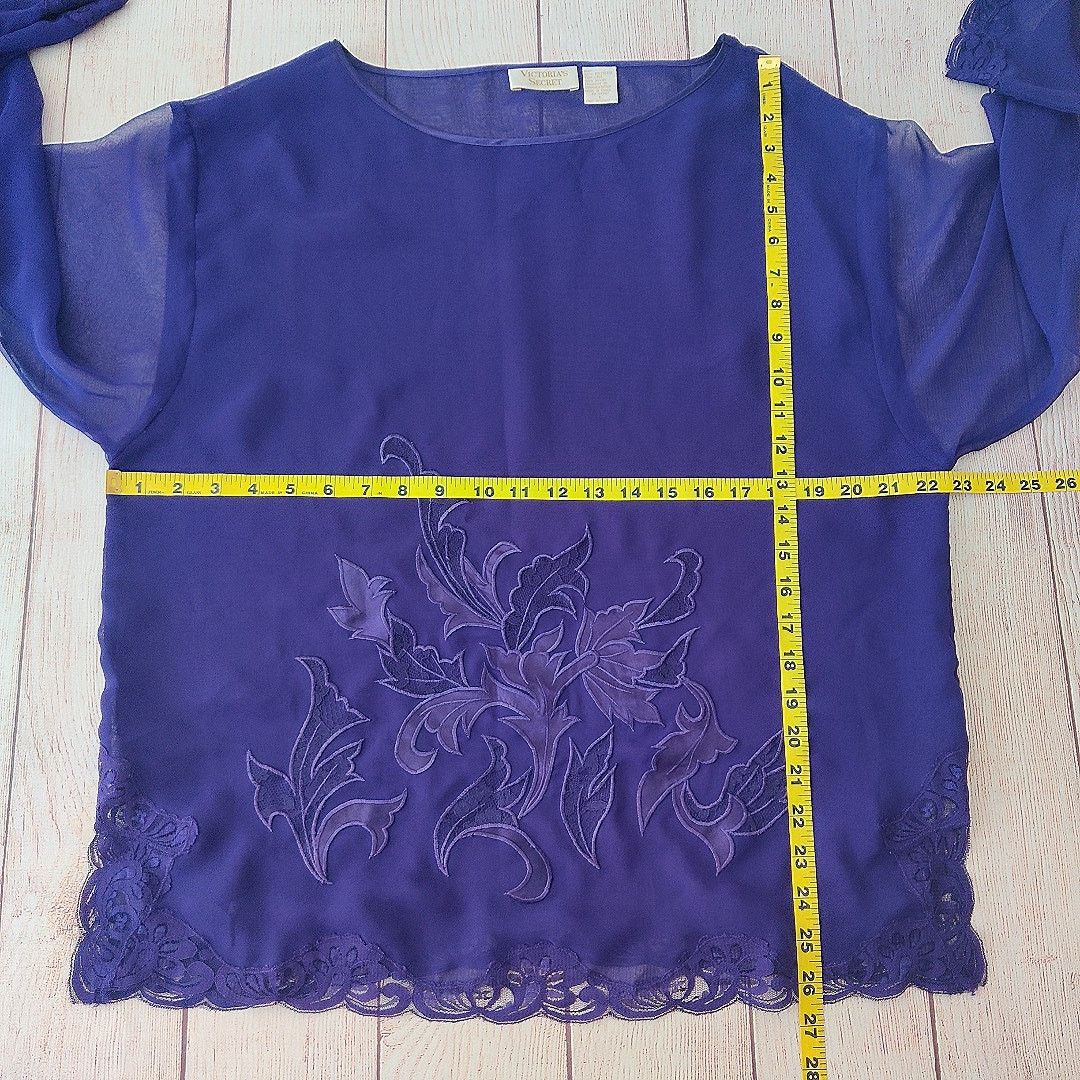 Victoria's Secret Vintage gold label lace trim sheer PJ top sz L Size L / US 10 / IT 46 - 7 Thumbnail