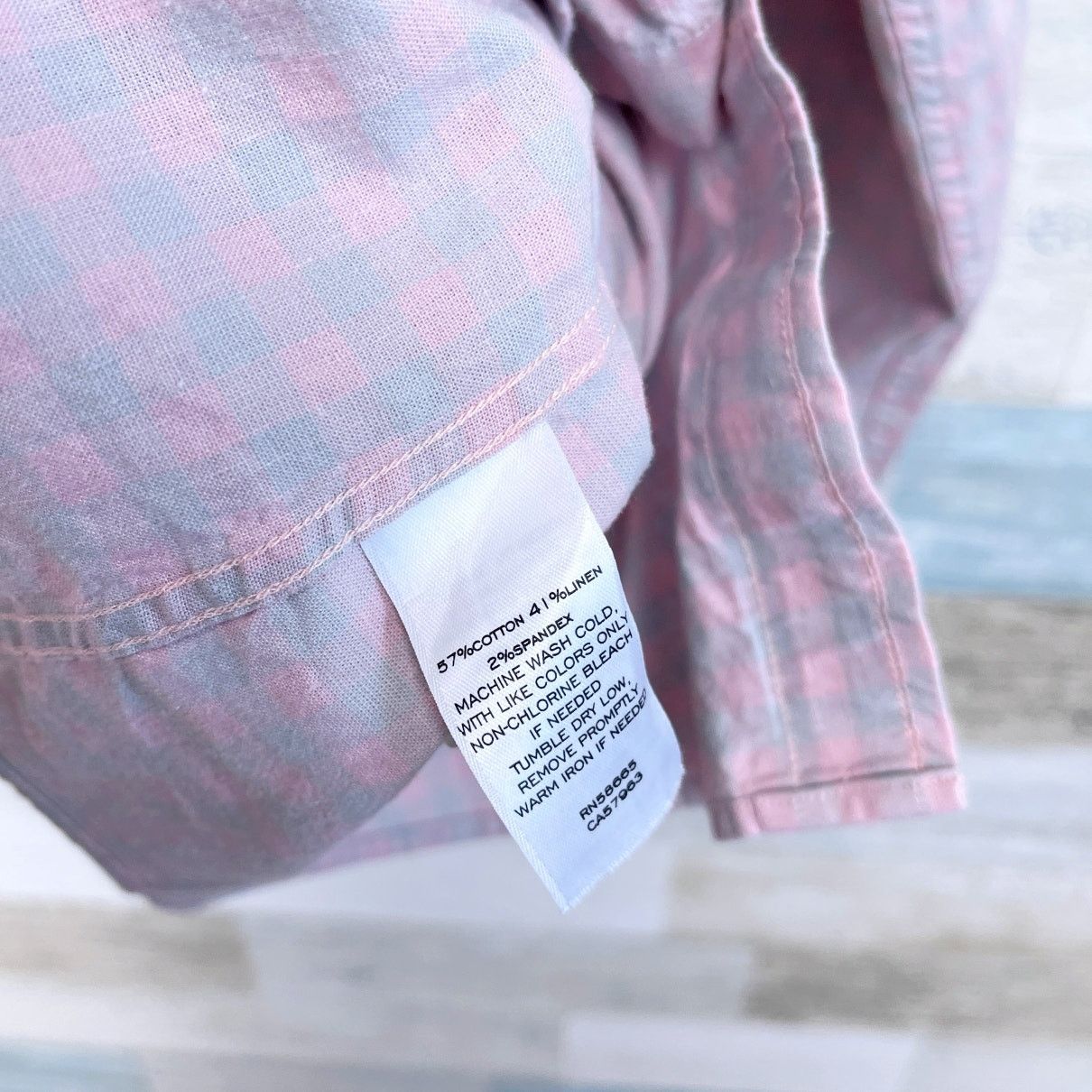 Nordstrom Nordstrom Linen Trim Fit Shirt Pink Check Button Down L Size US L / EU 52-54 / 3 - 6 Thumbnail
