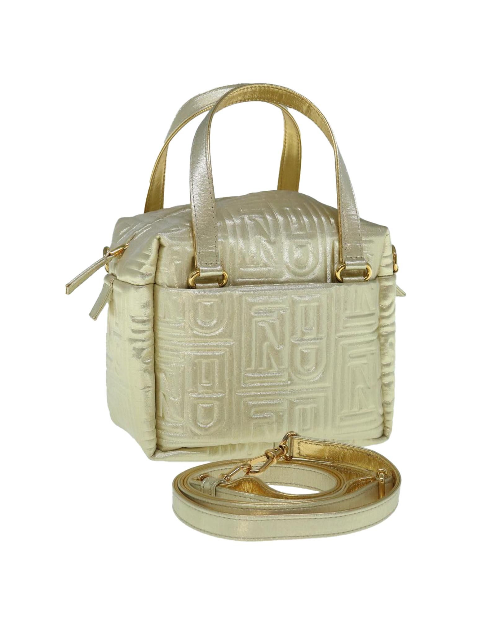 image of Gold Nylon 2Way Hand Bag By Fendi, Women's