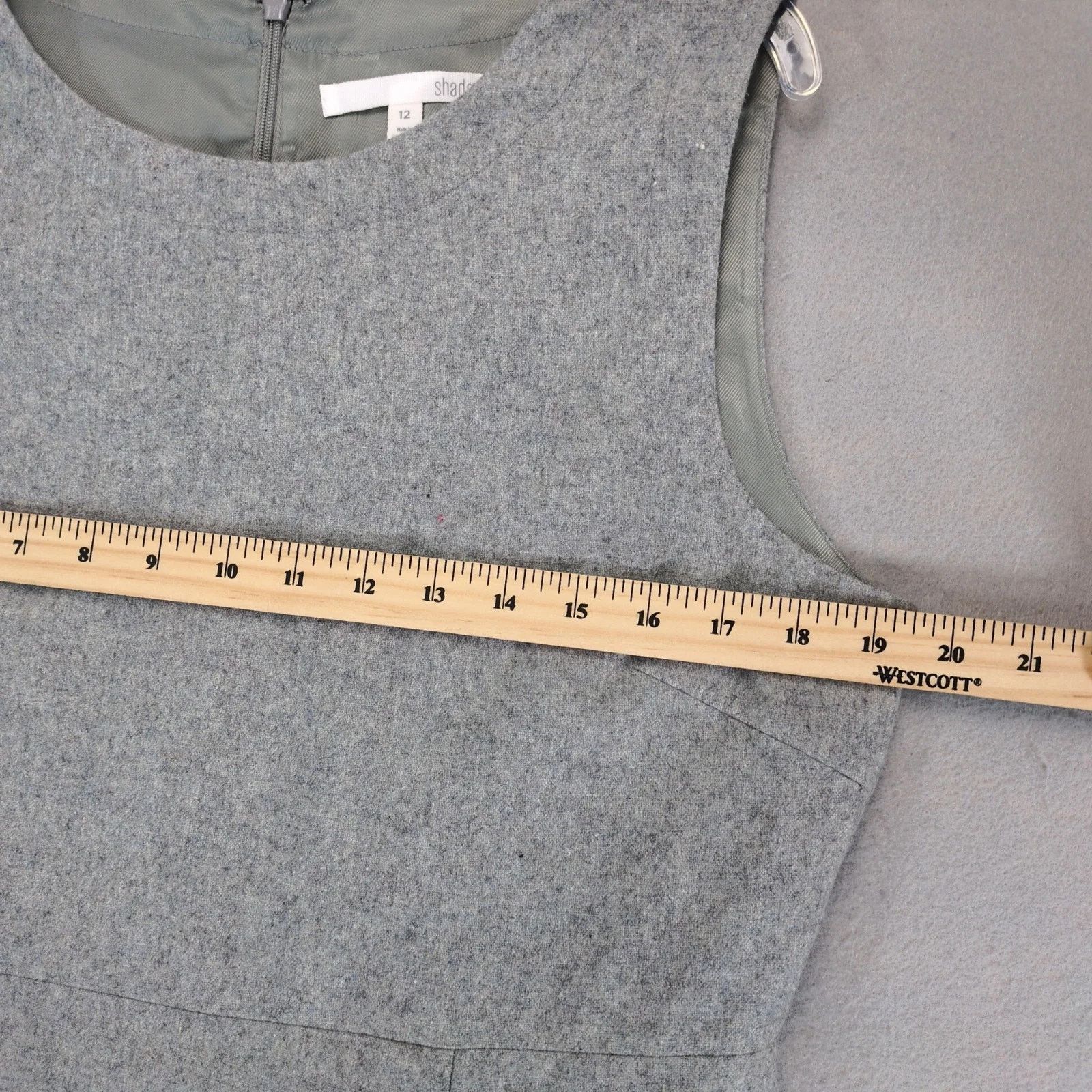 Other Shade Gray Wool Blend Sleeveless Sheath Dress Sz 12 Pleats Size XL / US 12-14 / IT 48-50 - 6 Thumbnail
