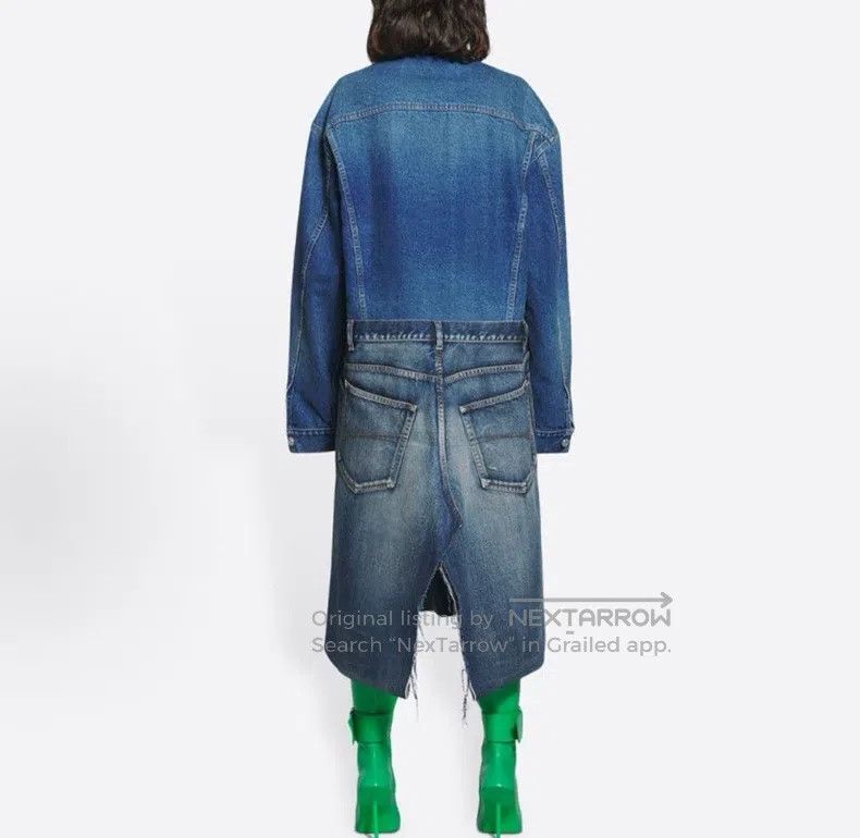 Balenciaga Balenciaga Denim Patchwork Long Sleeve Dress Size XS / US 0-2 / IT 36-38 - 2 Thumbnail