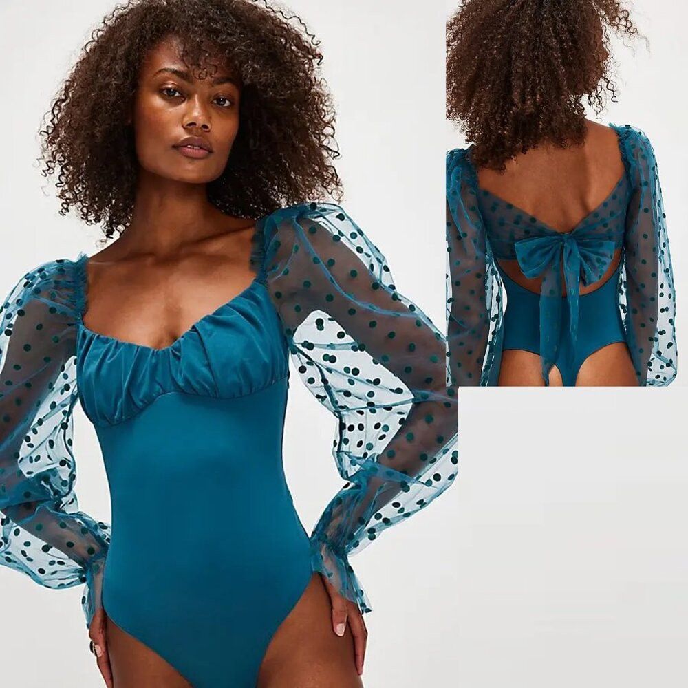 Free People NWT New Free People Molly At Midnight In Still Sea Bodysuit Size S / US 4 / IT 40 - 1 Thumbnail