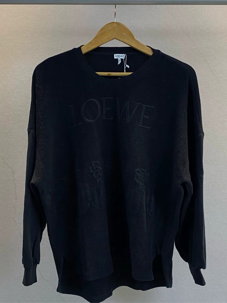 Loewe LOEWE Black embroidered round neck hoodie Size S / US 4 / IT 40 - 2 Thumbnail