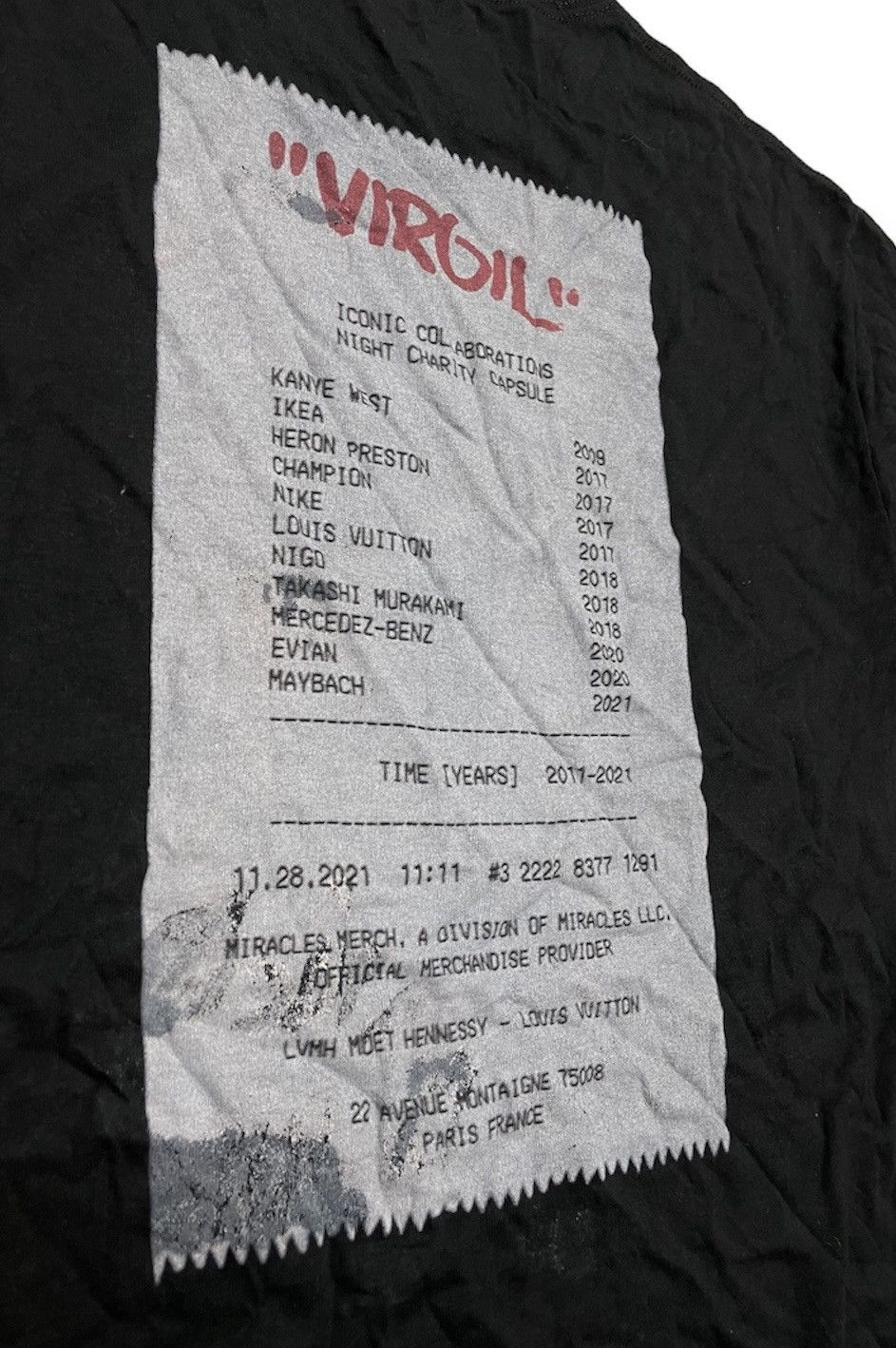 Virgil Abloh Miracles “Virgil” Time Years Tee Size US M / EU 48-50 / 2 - 6 Thumbnail