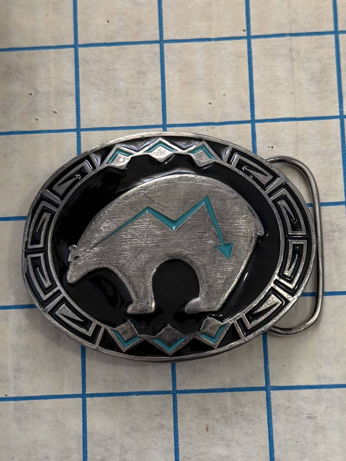 Other × Vintage Vintage Siskiyou Bear Market Turquoise Western Belt Buckle Size ONE SIZE - 3 Thumbnail