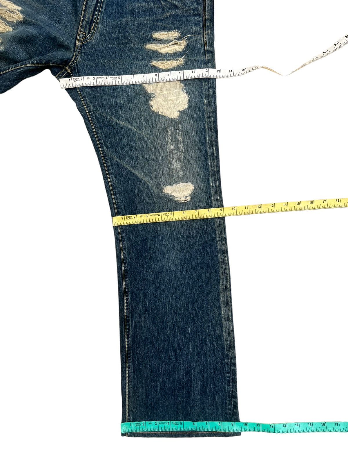 Blue Blue Japan Vintage Blue Blue Japan Distress Zigzag Denim Flare Jeans Size US 33 - 4 Thumbnail