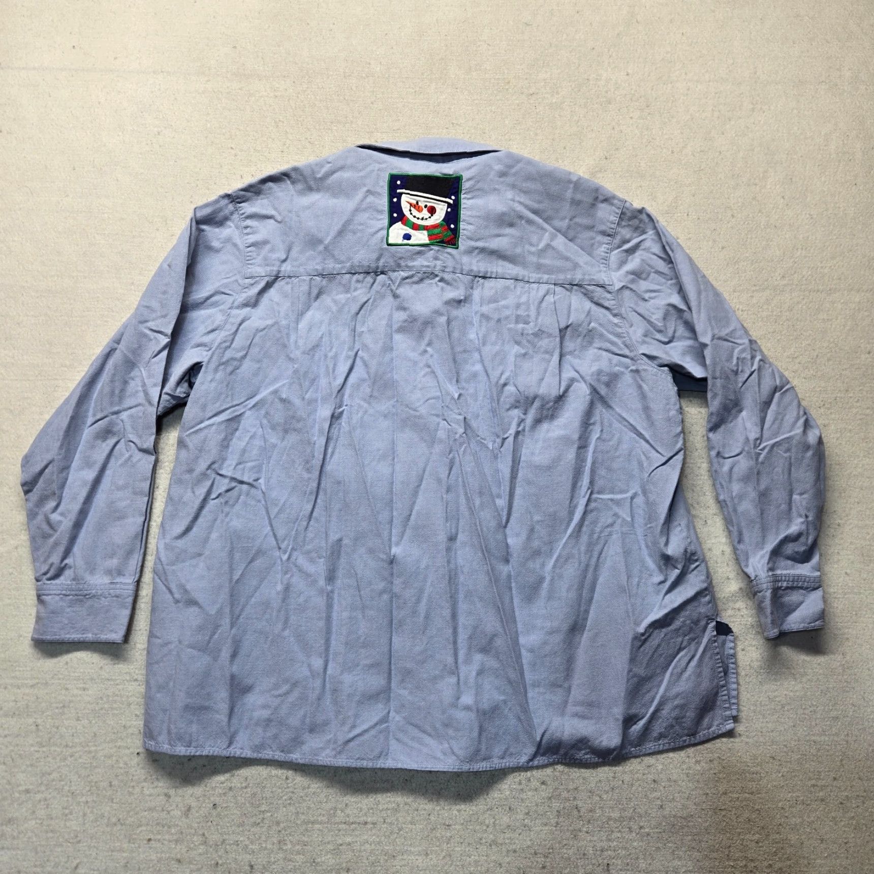 Quacker Factory The Quacker Factory Button-Up Shirt 1X Adult Women's Blue Snowman Patch Vintage No Size XL / US 12-14 / IT 48-50 - 8 Thumbnail
