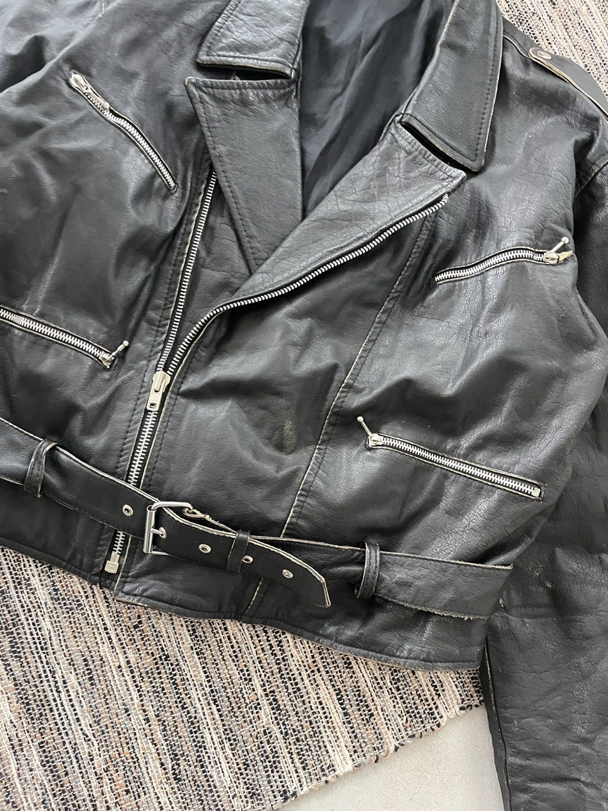 Harley Davidson Vintage Biker Faded Black Leather Moto Jacket Avantgarde Size US M / EU 48-50 / 2 - 7 Thumbnail