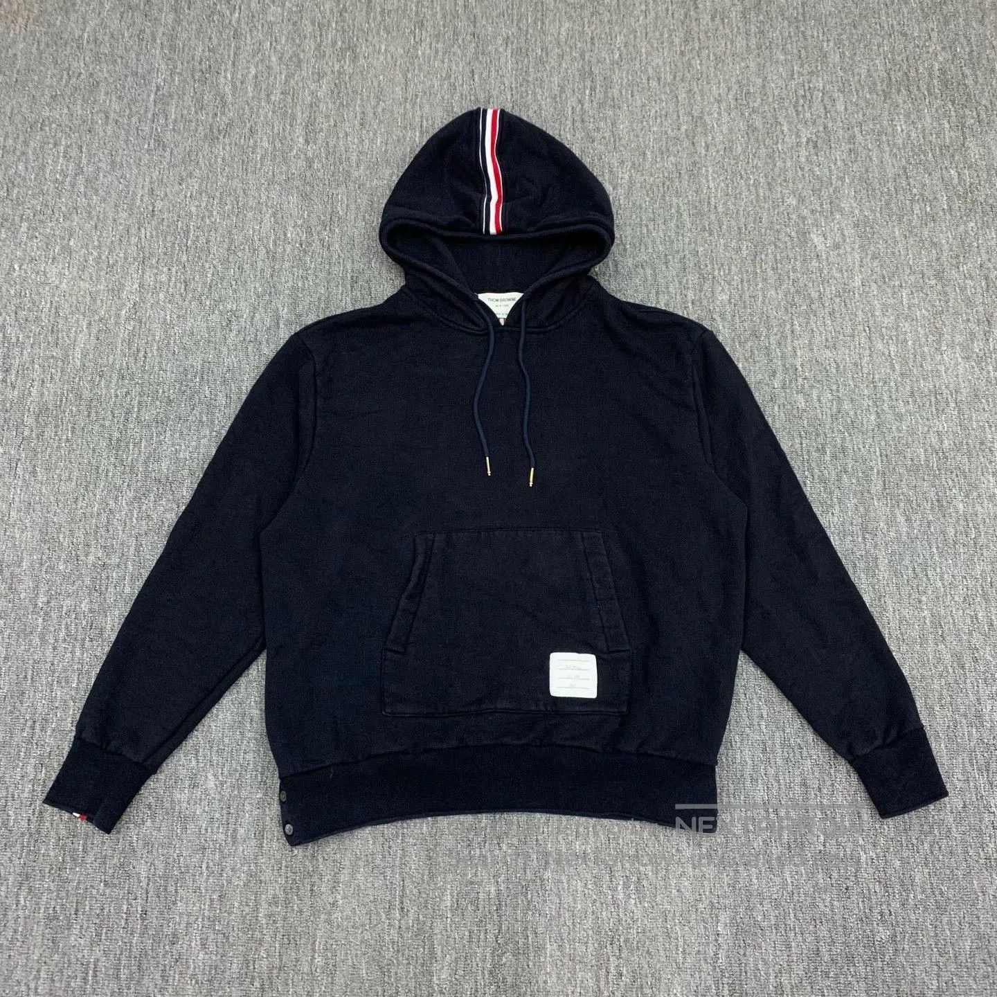 THOM BROWNE Striped Back Hoodie.
