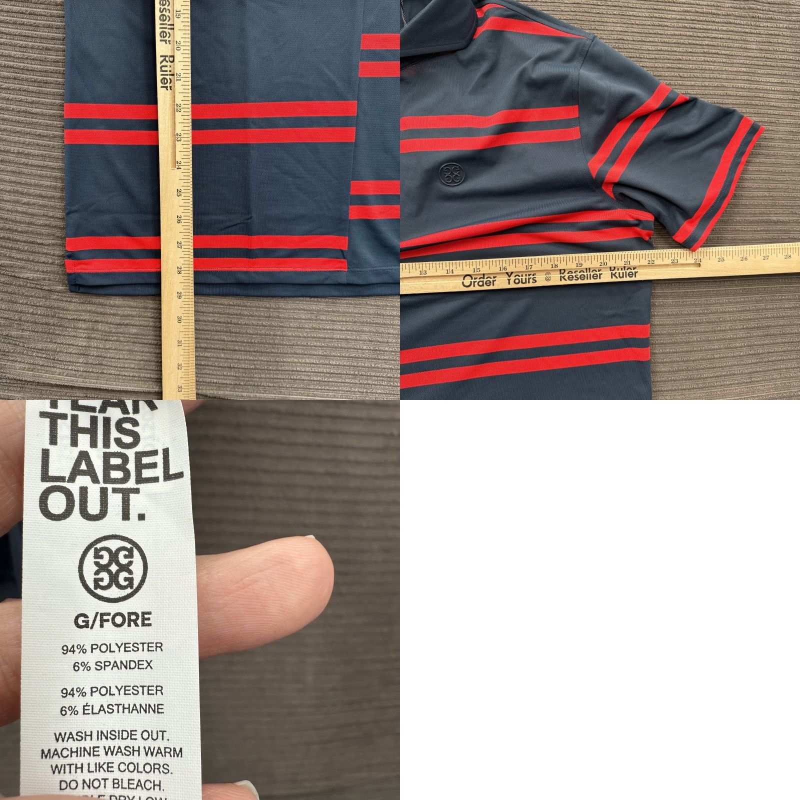 G/FORE G/FORE Polo Shirt Mens Large Gray Red Stripe Performance Golf Stretch G4MS23K182 Size US L / EU 52-54 / 3 - 8 Thumbnail