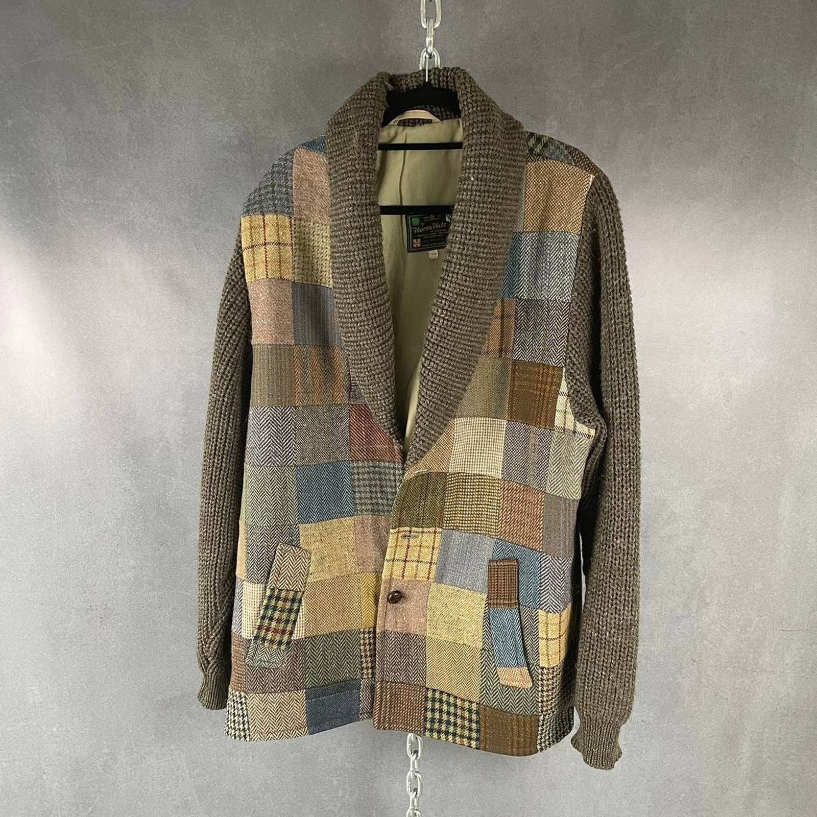 Vintage 70s Patchwork and knit blazer Hanna Hats Ireland