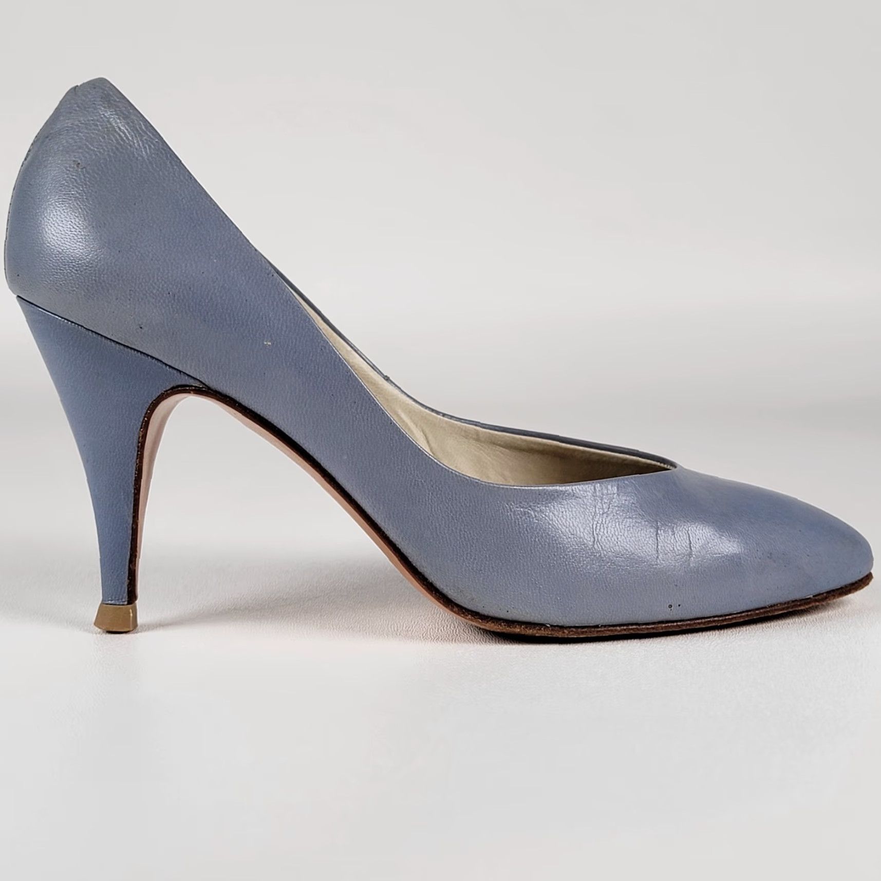 Vintage VINTAGE Gaven Spiegel Blue Leather Stiletto Dress Shoes Women's Size 6.5 M Pump Leather Blue 60s Womens Shoes Size M / US 6-8 / IT 42-44 - 4 Thumbnail