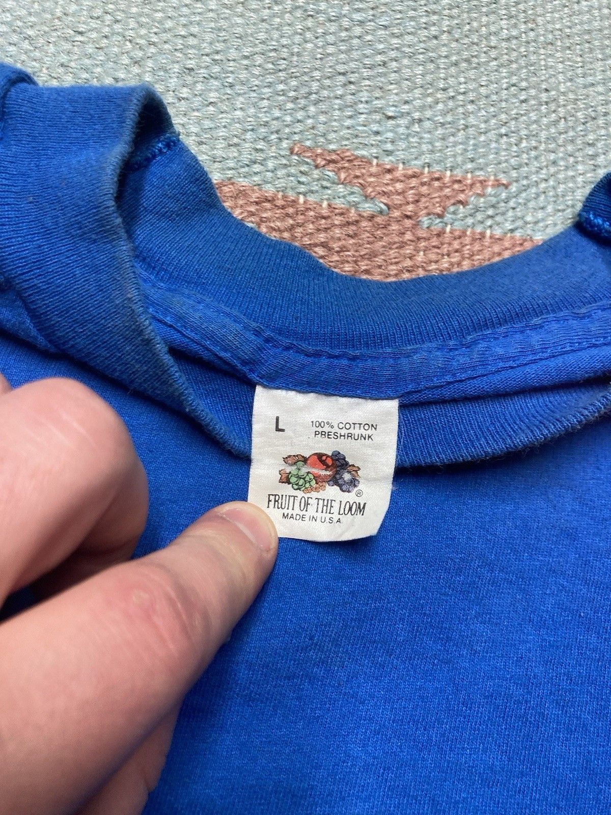 Fruit Of The Loom × Vintage 80s pocket t shirt fruit of the loom blank cotton soft large Size US L / EU 52-54 / 3 - 5 Thumbnail
