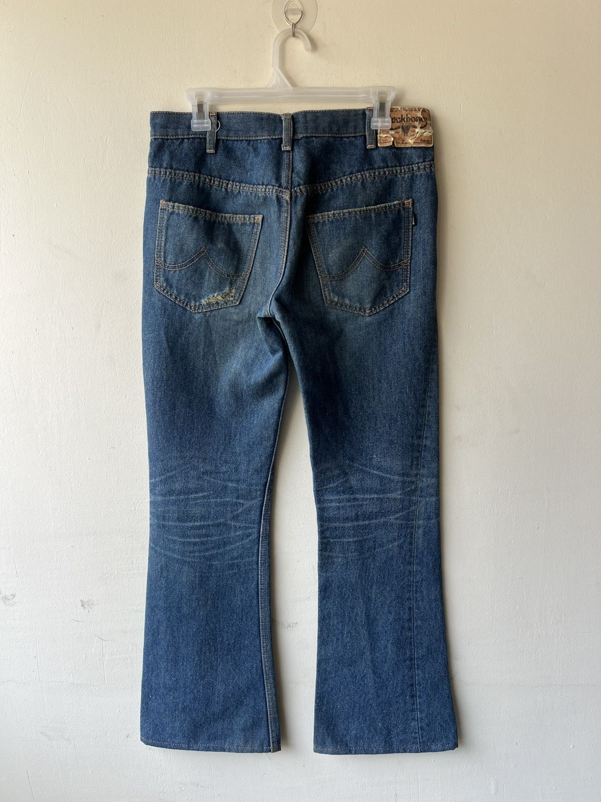 Backbone Backbone X Bobson Japan Distressed Fade Denim Bootcut Jeans Size US 31 - 3 Thumbnail