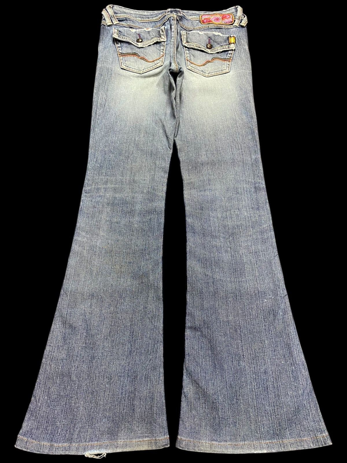 Japanese Brand Blue flared jeans with a vintage vibe #y2kfashion Size 29" - 2 Thumbnail