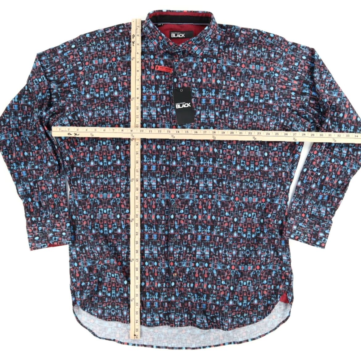 Westport Black Visconti Jersey All Over Print Long Sleeve Button Up Shirt Men's 2XT