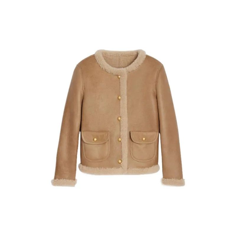 Celine o1w1db10125 2F457274T Shearling Cardigan Jacket in Brown Size XXS / US 00 / IT 34 - 1 Thumbnail