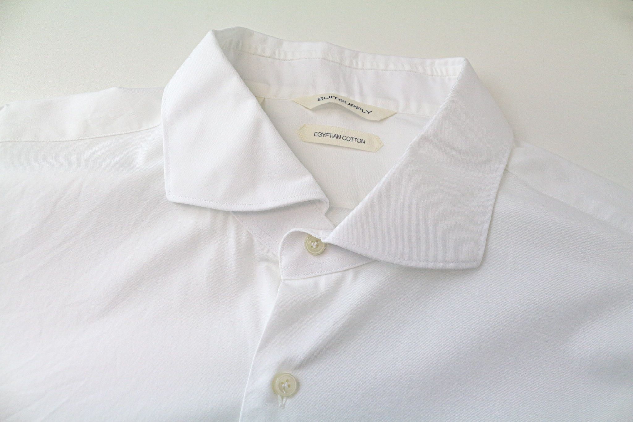 Suitsupply 46/18 Slim White Cotton Cutaway Twill Shirt 78417 Size 46R - 3 Thumbnail