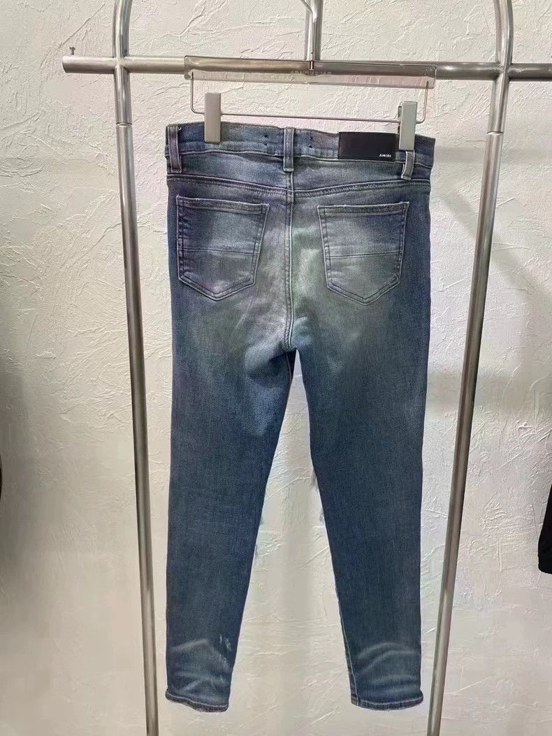 Amiri Amiri Washed blue leather zipper destroys jeans 2501-Nextar Size US 29 - 2 Thumbnail