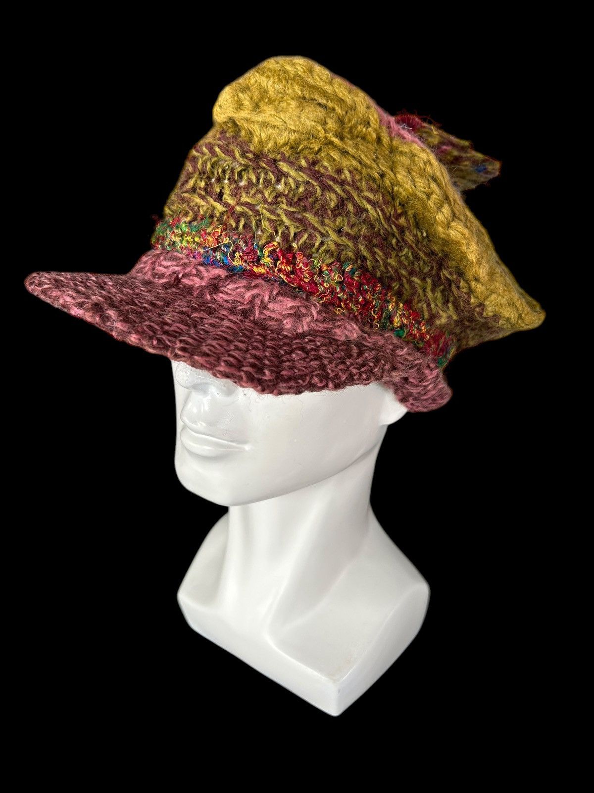 Japanese Brand × Kapital × Vintage Rare Crochet Knitted Handmade Custom Big Hats ☠️☠️ Size ONE SIZE - 4 Thumbnail