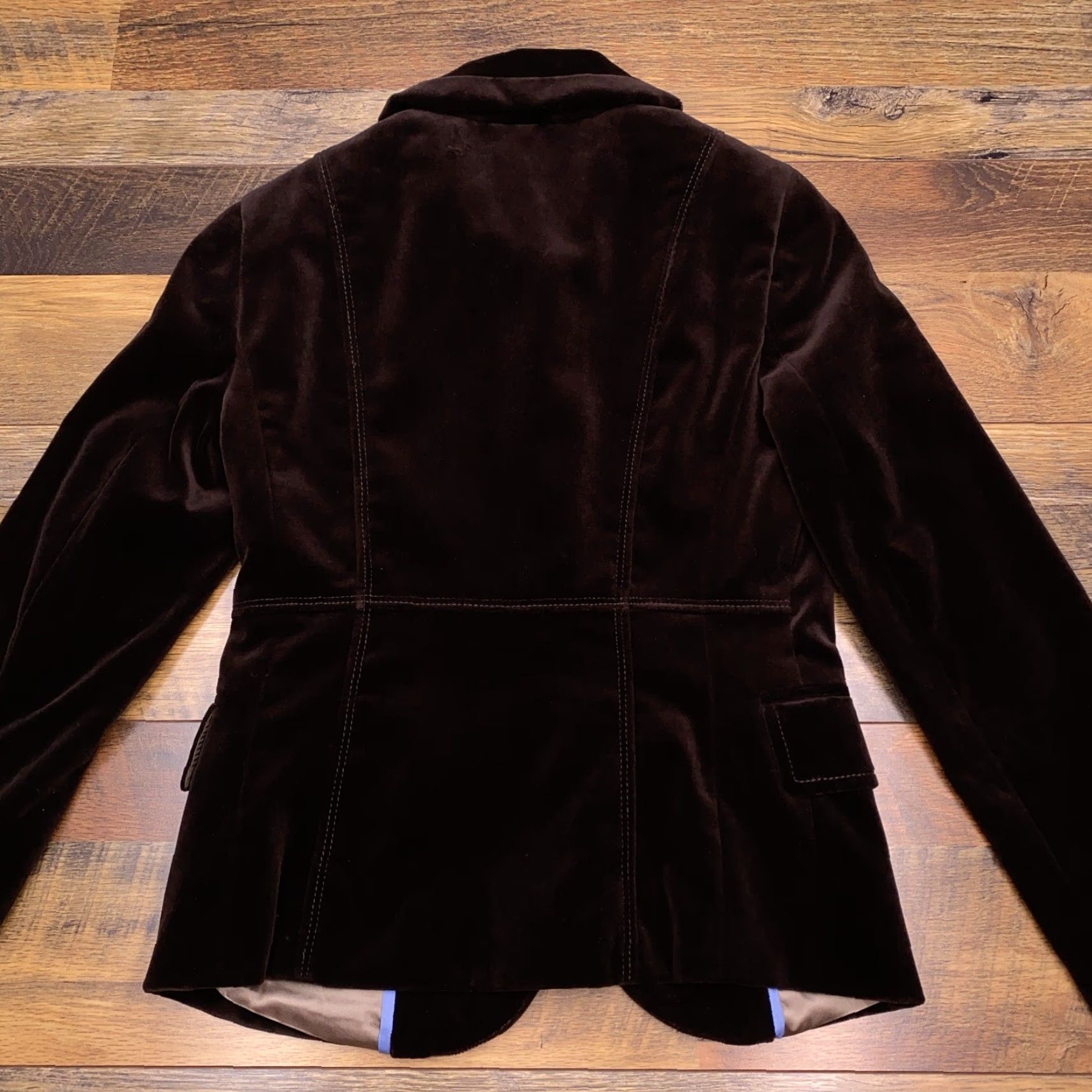 J.Crew VINTAGE J.CREW Blazer Velvet Womens 0 Brown Notch Notch Lapel Four-Button Short Sleeve Single-Breasted Dry Clean Only Solid 100% Cotton Jacket Size XS / US 0-2 / IT 36-38 - 3 Thumbnail