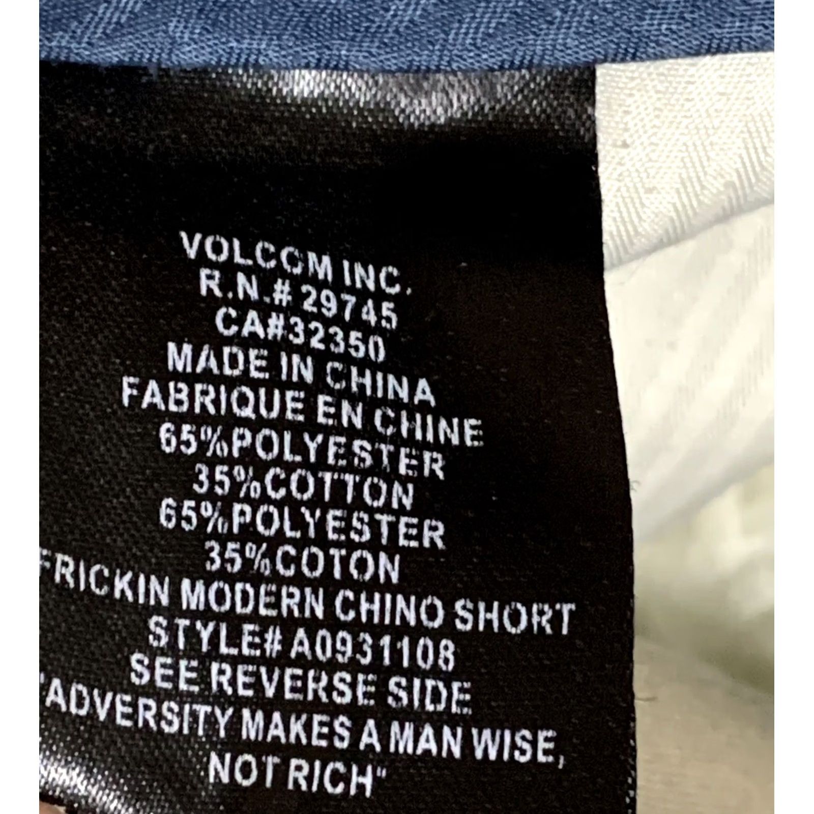 Volcom Volcom Frickin' Modern Chino Shorts Mens 30 Inseam 10 Inches Khaki Beige Flat Front Pockets Casual Cotton Blend Zip Regular 30 Size US 30 / EU 46 - 7 Thumbnail
