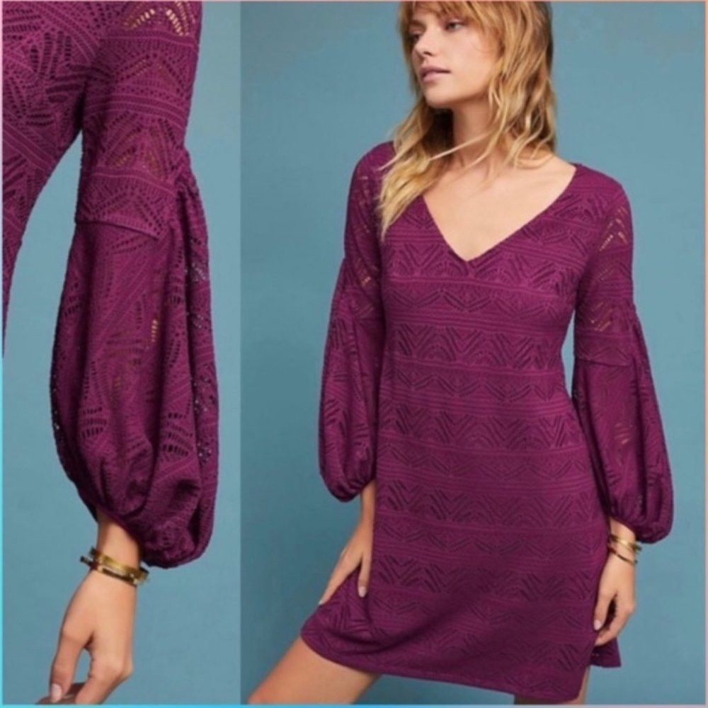 Anthropologie NWT New Anthropologie Maeve Laila Lace Purple Dress Size XS Size XS / US 0-2 / IT 36-38 - 1 Thumbnail