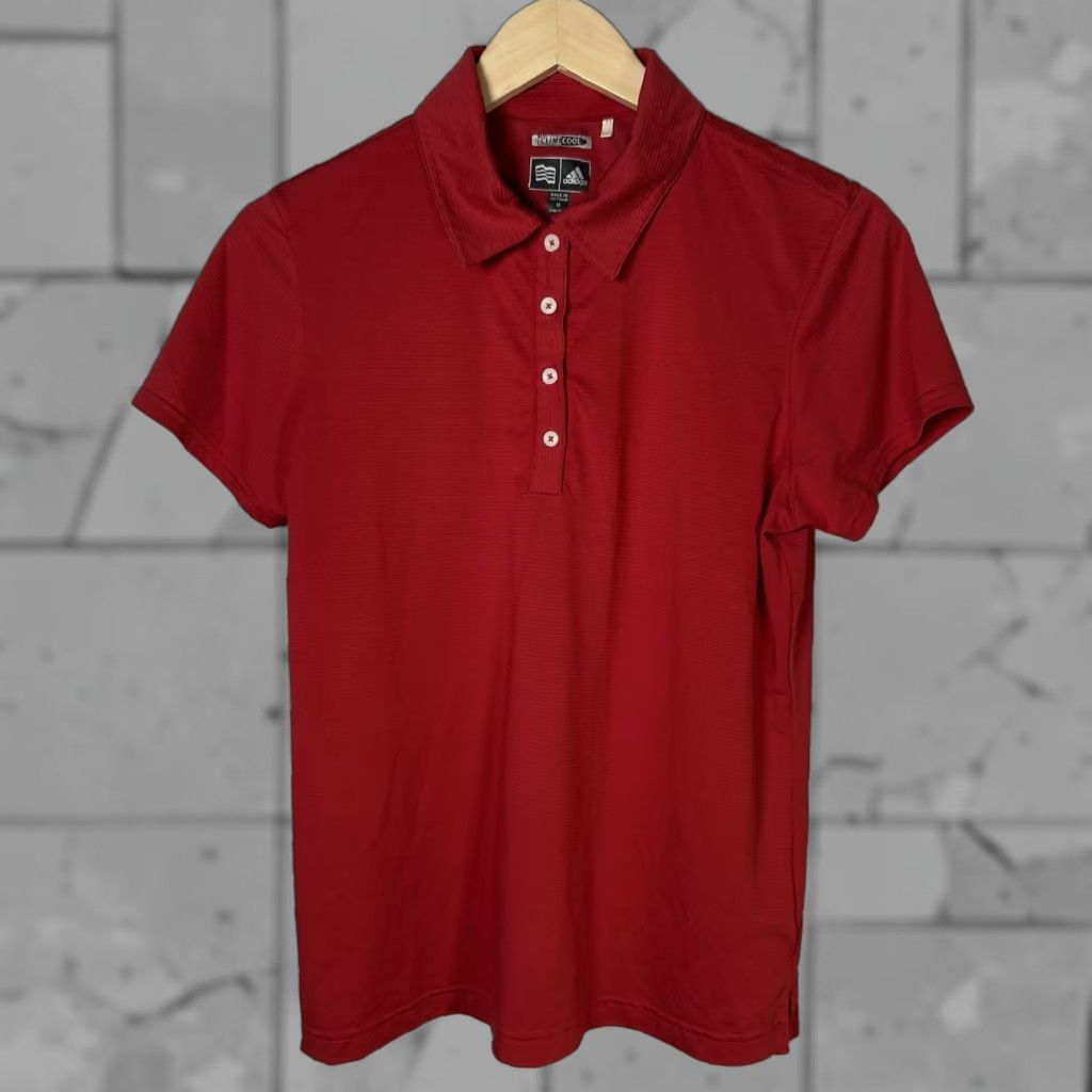 Adidas VINTAGE Adidas Climacool Athletic Polo Shirt Womens Medium Red Activewear Size M / US 6-8 / IT 42-44 - 1 Thumbnail