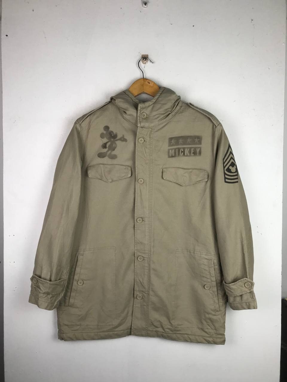 Mickey Mouse × Vintage Vintage Mickey Mouse Military Long Jacket Rare Design Size US L / EU 52-54 / 3 - 1 Thumbnail