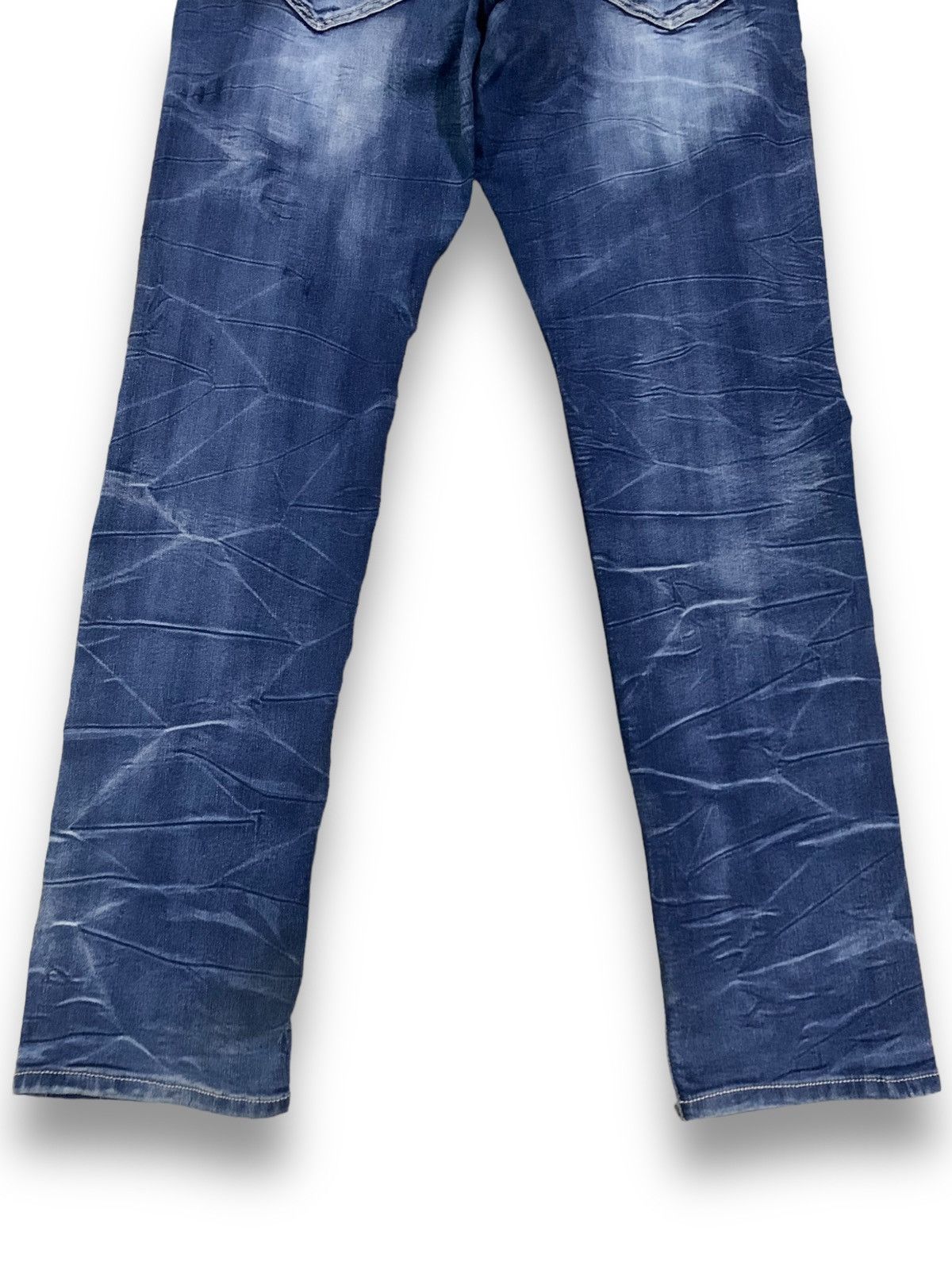 semanticdesign Semantic Design Blue Washed Stretch Slim Taper Punk Jeans Size US 33 - 13 Thumbnail