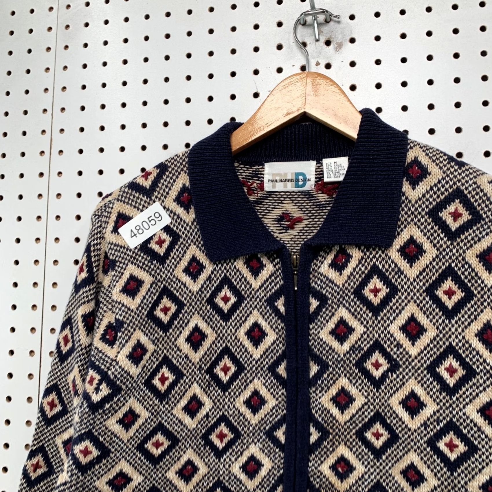 Vintage VINTAGE Paul Harris Design Cardigan Zip Sweater Womens M Geometric Diamond Size M / US 6-8 / IT 42-44 - 6 Thumbnail