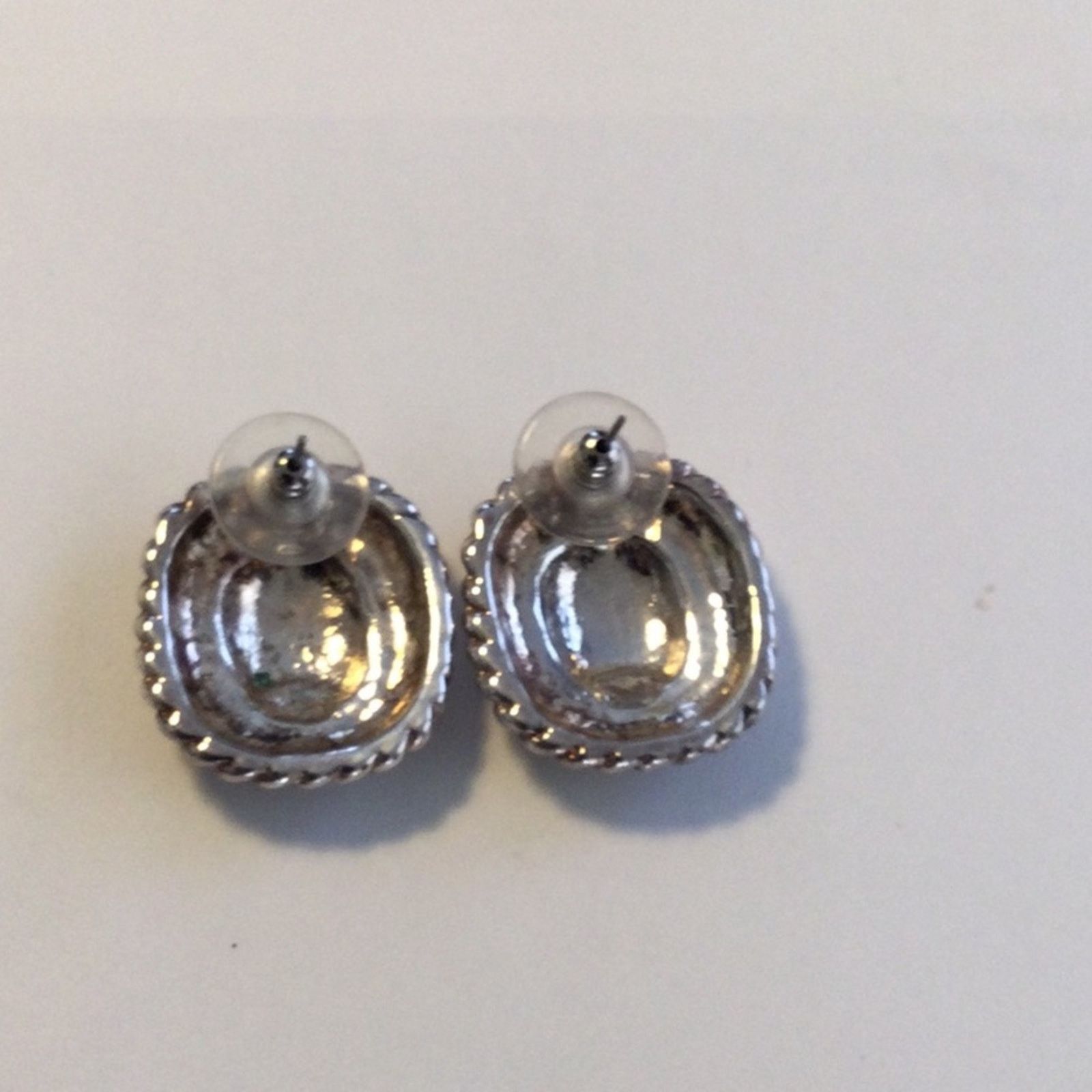 Other Vintage Silver Tone Double Rope Band Friction Back Earrings Size ONE SIZE - 5 Thumbnail
