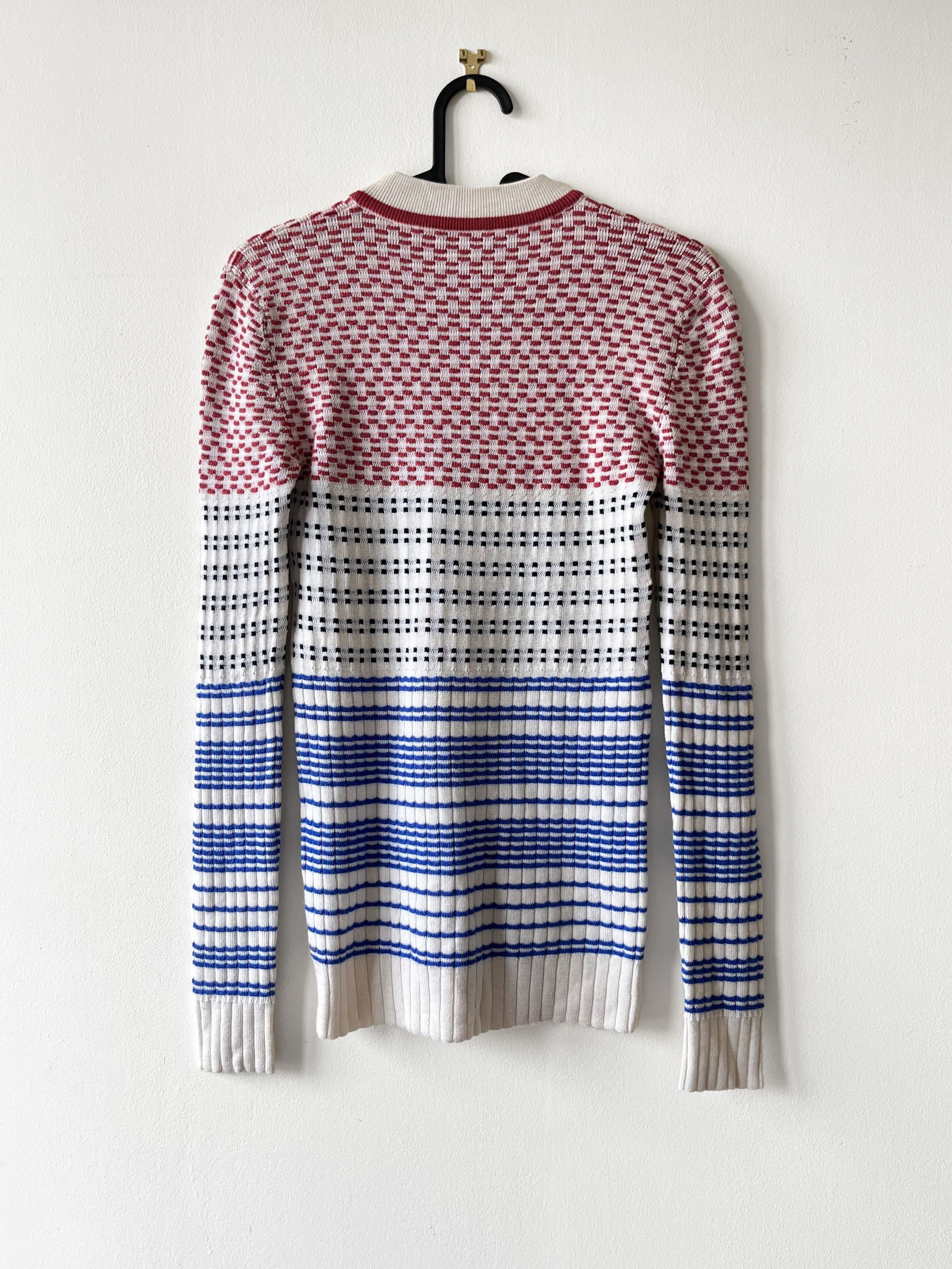 Jil Sander Jil Sander Navy White Fair Isle Crew-neck Sweater Size S / US 4 / IT 40 - 2 Thumbnail