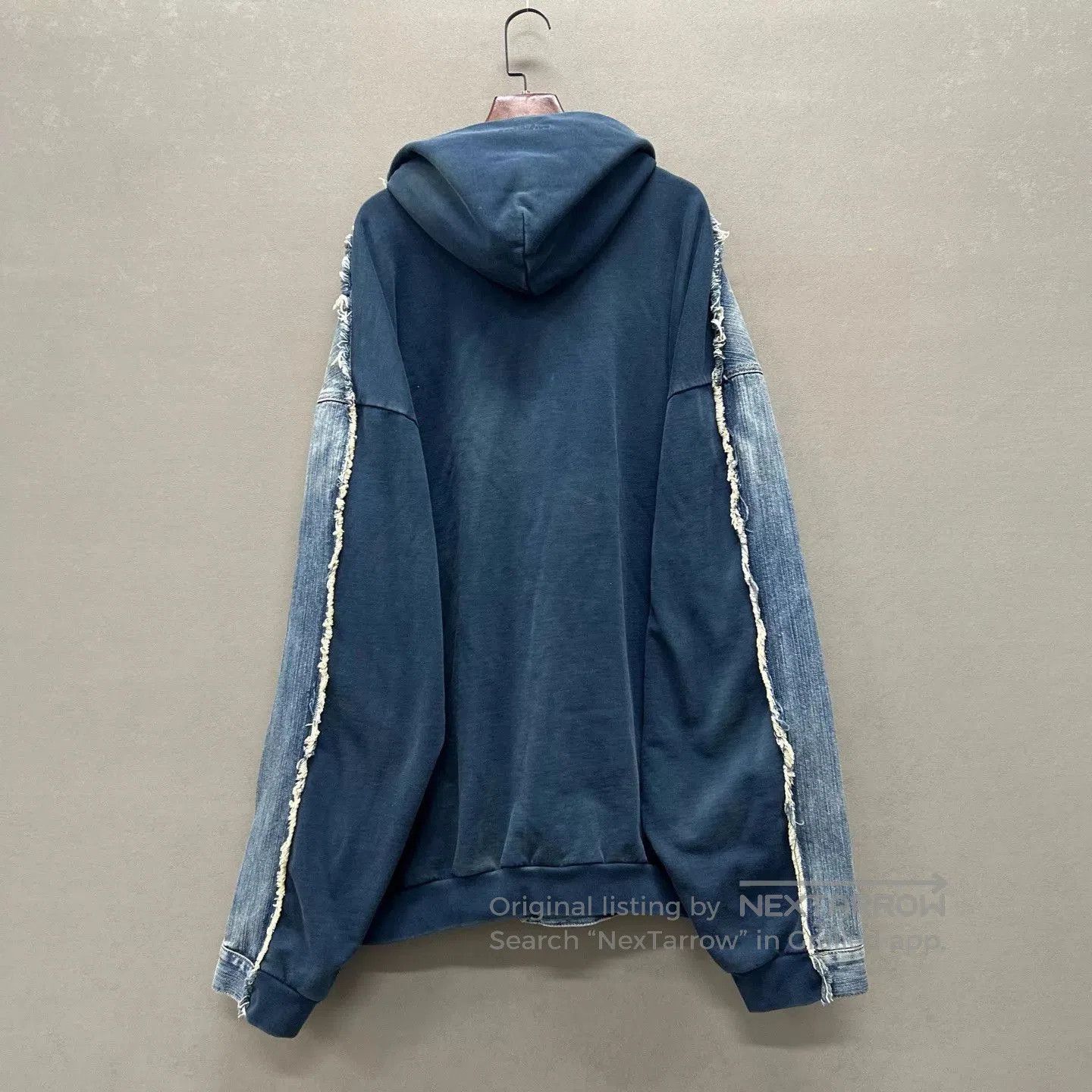 Balenciaga Blue Denim Hooded Jacket with Distressed Details. Size US L / EU 52-54 / 3 - 2 Thumbnail