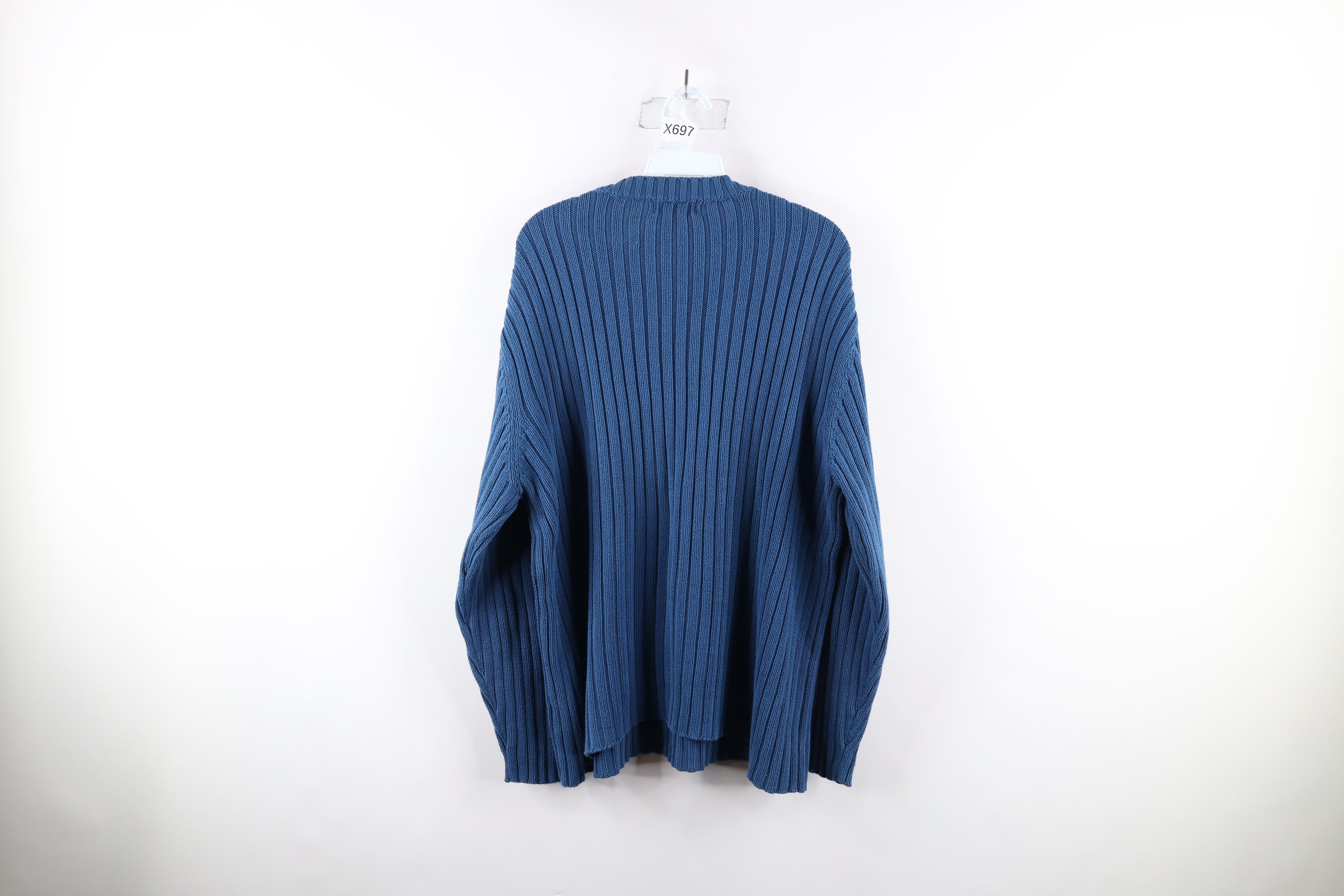 Vintage Vintage 90s Streetwear Ribbed Knit Crewneck Sweater Blue Size US L / EU 52-54 / 3 - 6 Thumbnail
