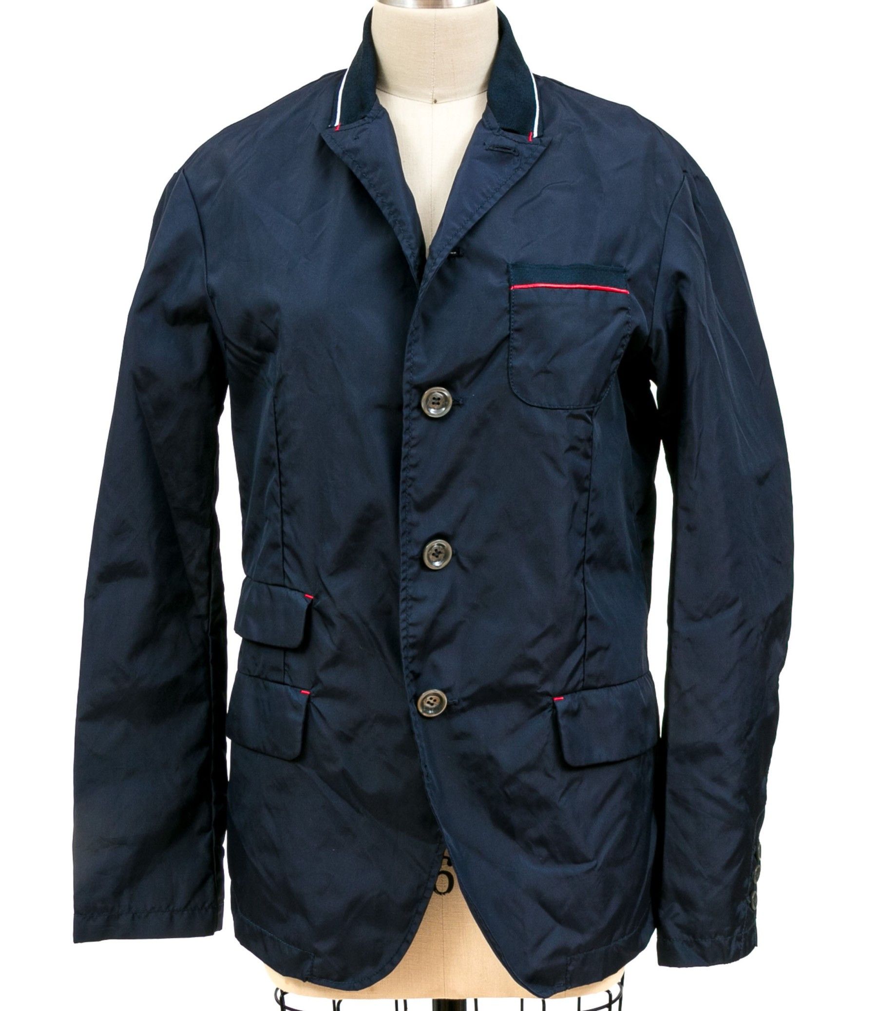 Emporio Armani ARMANI JEANS NAVY BLUE NYLON BUTTON DOWN JACKET Size US S / EU 44-46 / 1 - 1 Thumbnail
