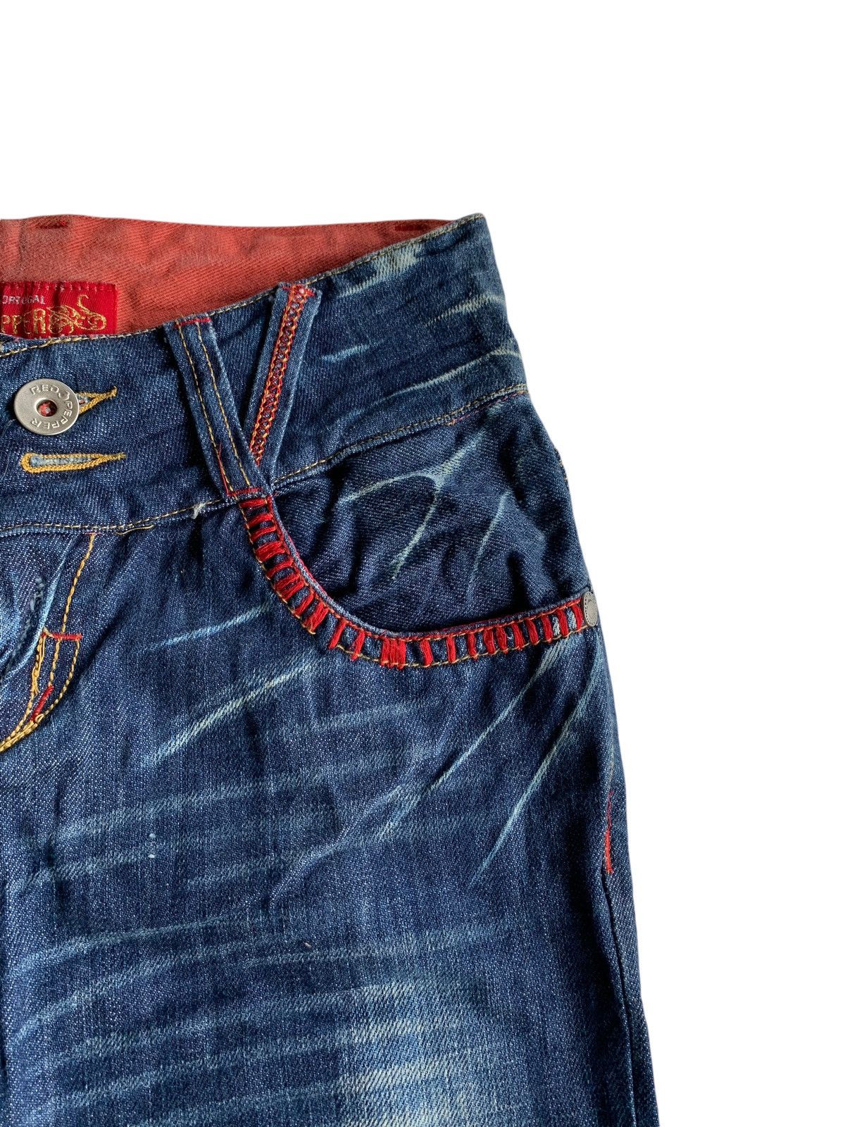 Tornado Mart FLARE RED PEPPER JAPANESE PUNK STYLE DISTRESSED DENIM🌈☠️ Size US 30 / EU 46 - 14 Thumbnail