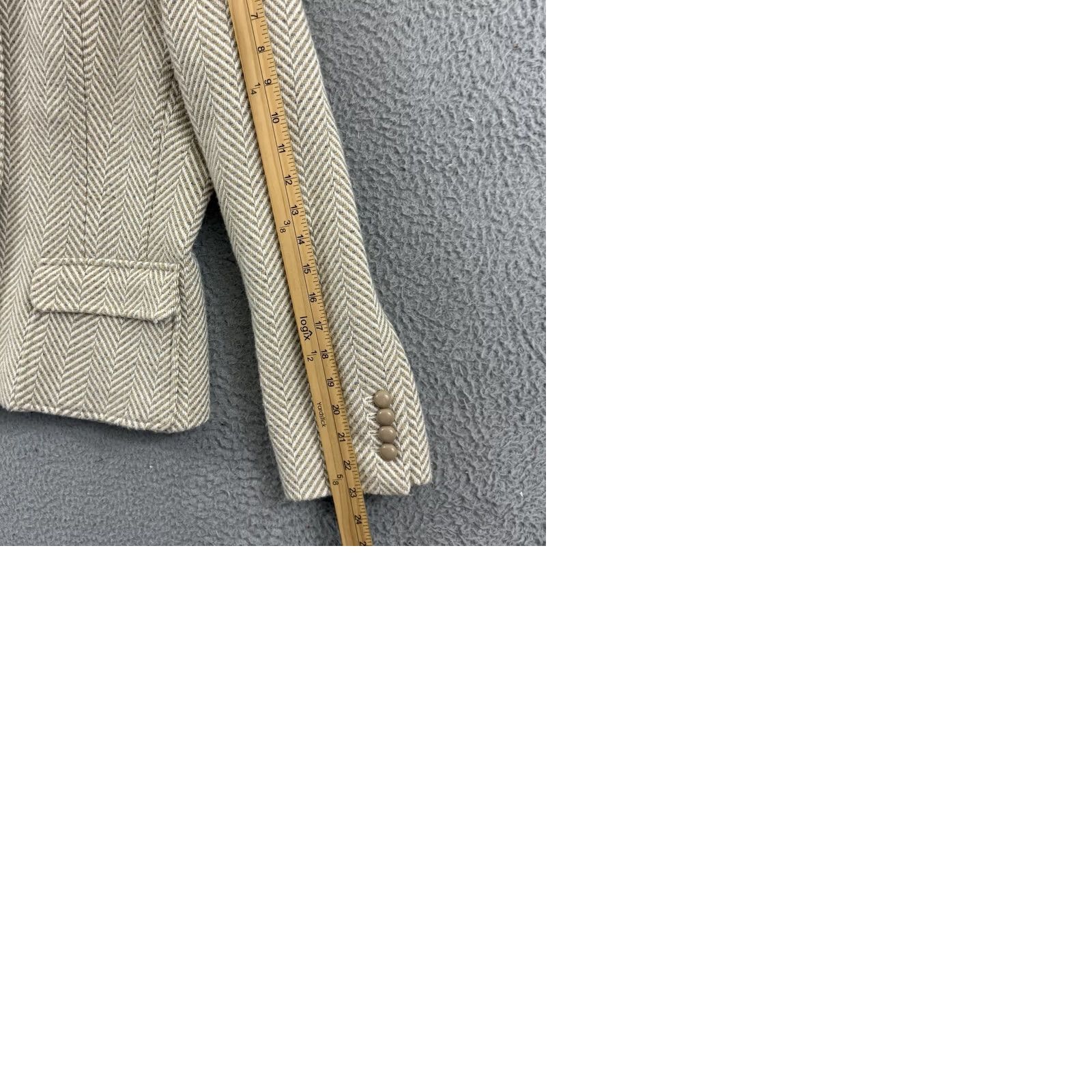 Talbots VINTAGE Talbots Blazer Womens 12P Beige Herringbone Wool Blend Office Career Coat Preppy Size XL / US 12-14 / IT 48-50 - 9 Thumbnail