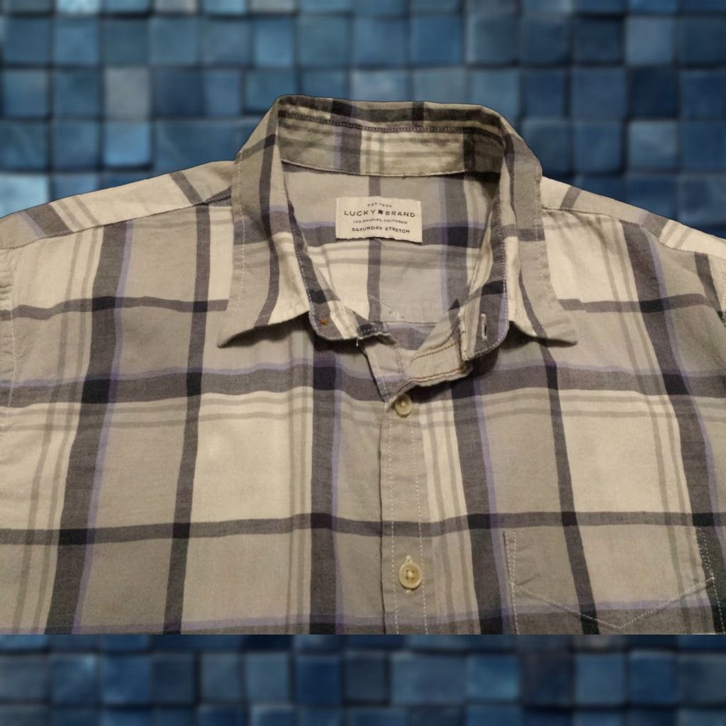 Lucky Brand Lucky Brand Mens Shirt Short Sleeve Button-Front Multicolor Plaid Check XS? Size US S / EU 44-46 / 1 - 1 Thumbnail