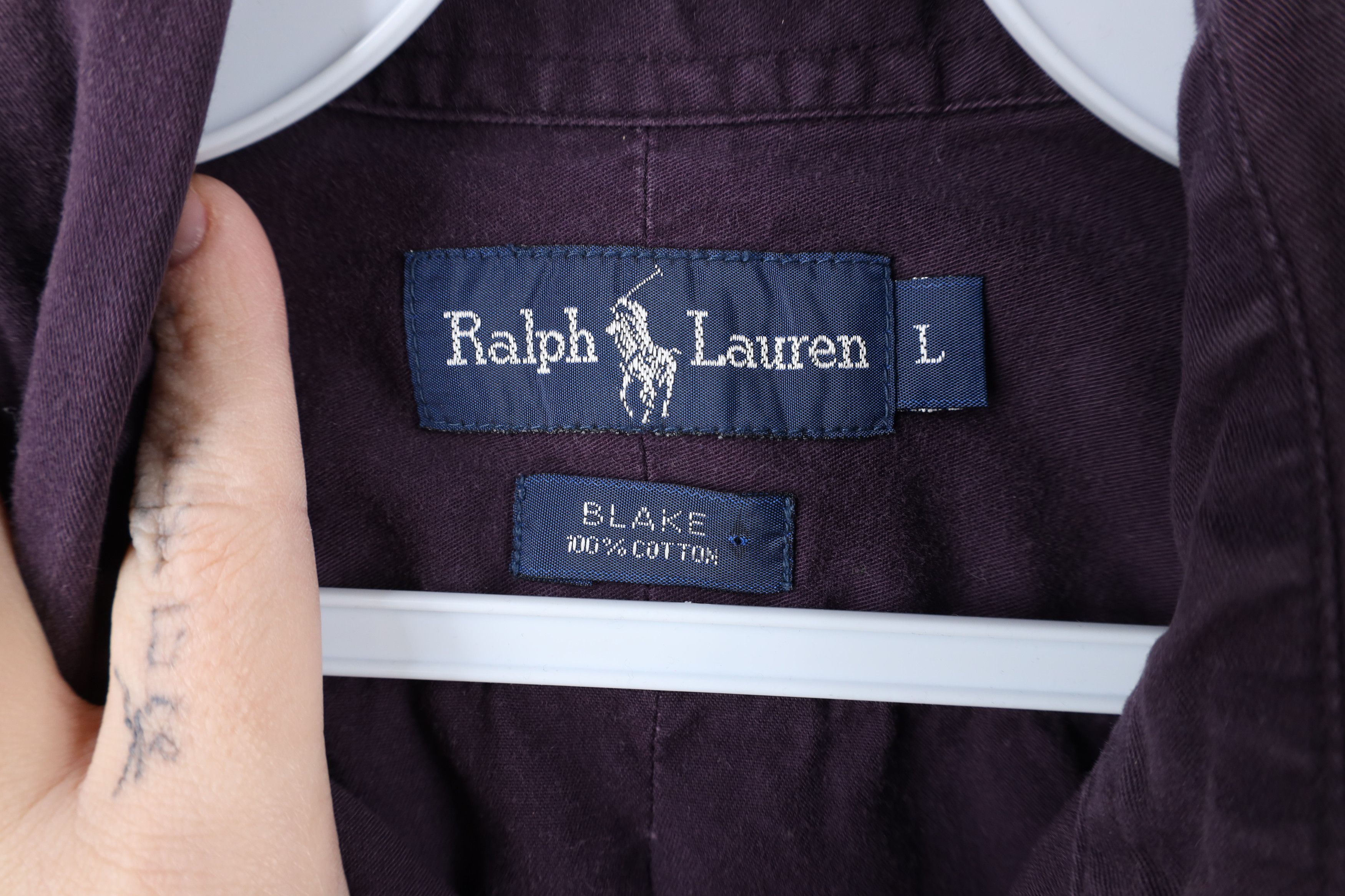 Ralph Lauren × Vintage Vintage 90s Ralph Lauren Collared Button Down Shirt Purple Size US L / EU 52-54 / 3 - 8 Thumbnail