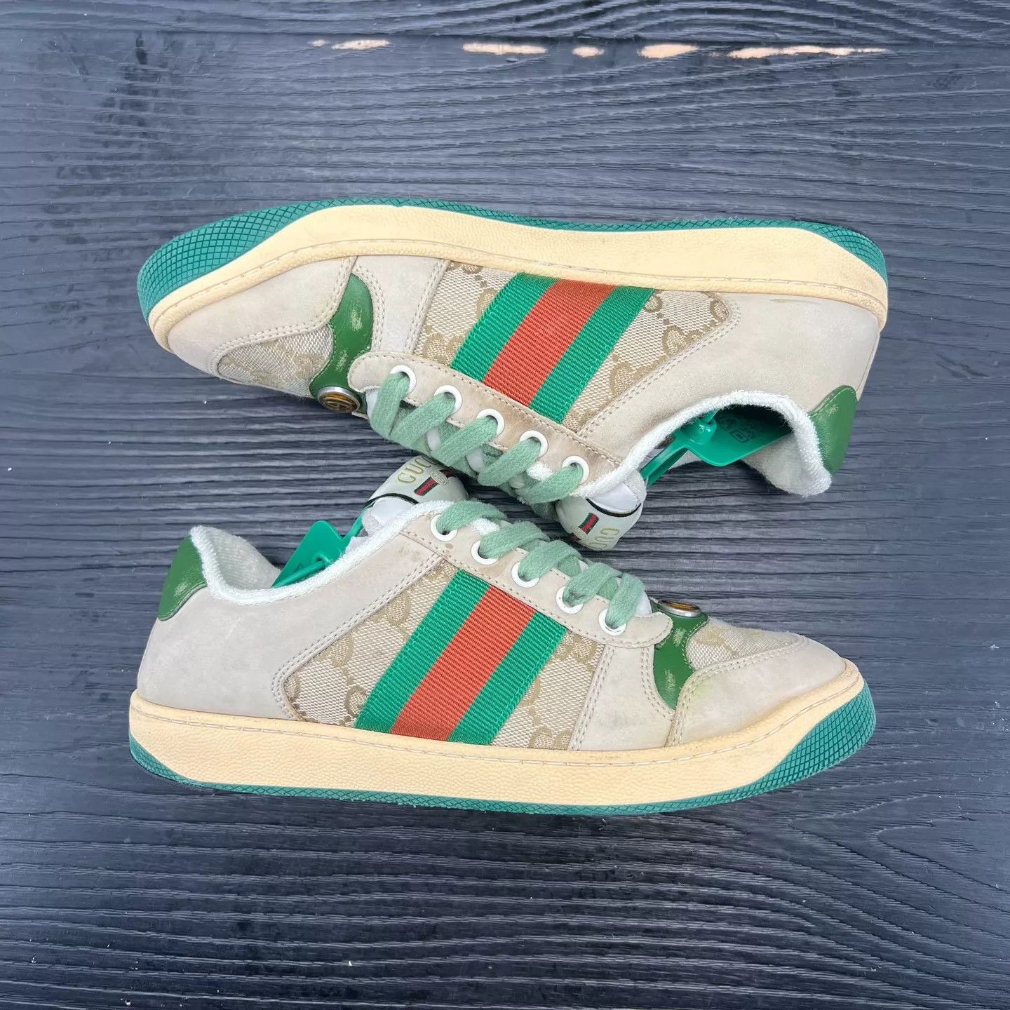 Gucci Gucci Dirty Sneakers Gray Green 36.5 Original Box Size US 6 / IT 36 - 3 Thumbnail