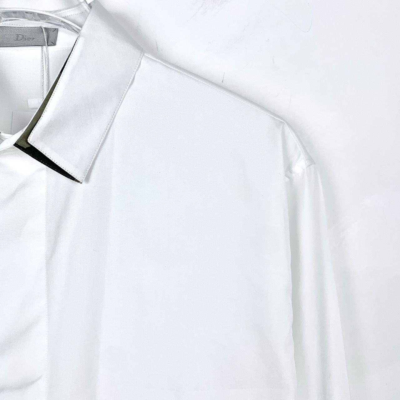 Dior Dior Mens White Cotton Long-Sleeved Shirt With Black Lapel A Size US XXS / EU 40 - 7 Thumbnail