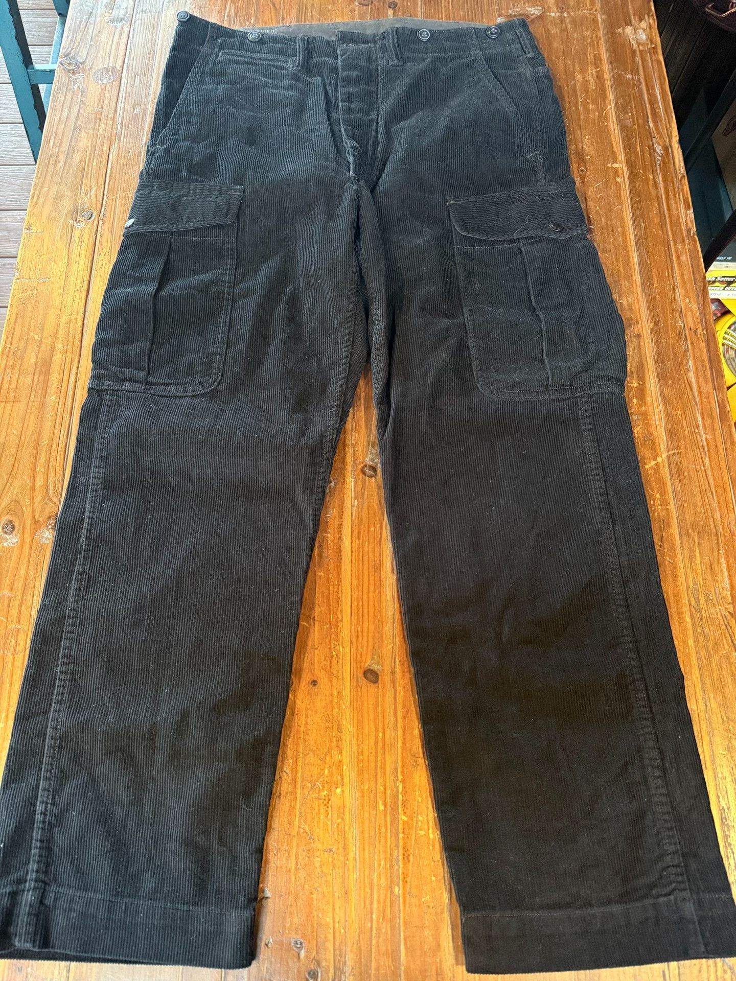 RRL Ralph Lauren RRL Black Corduroy Work Pants Size US 32 / EU 48 - 1 Thumbnail