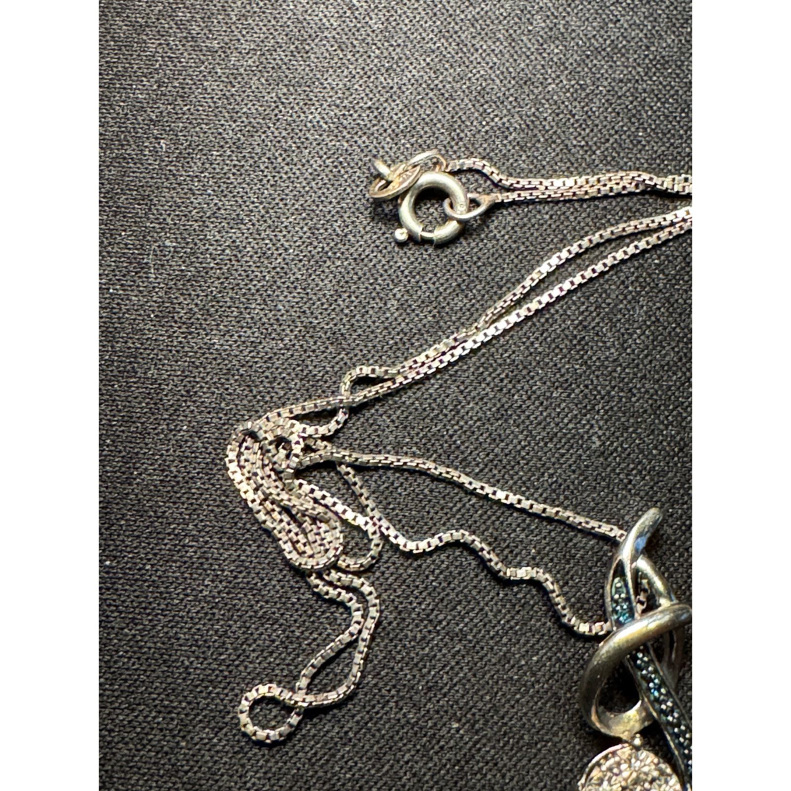 Other 925 Sterling Italy Diamond Small Chips Flower Necklace 18in Size ONE SIZE - 3 Thumbnail
