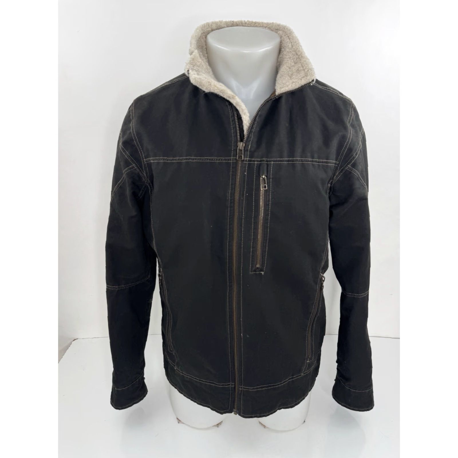 Vintage VINTAGE KUHL Jacket Mens S Greenish Brown Bomber Fleece Collar Patina Dye Size US S / EU 44-46 / 1 - 2 Thumbnail