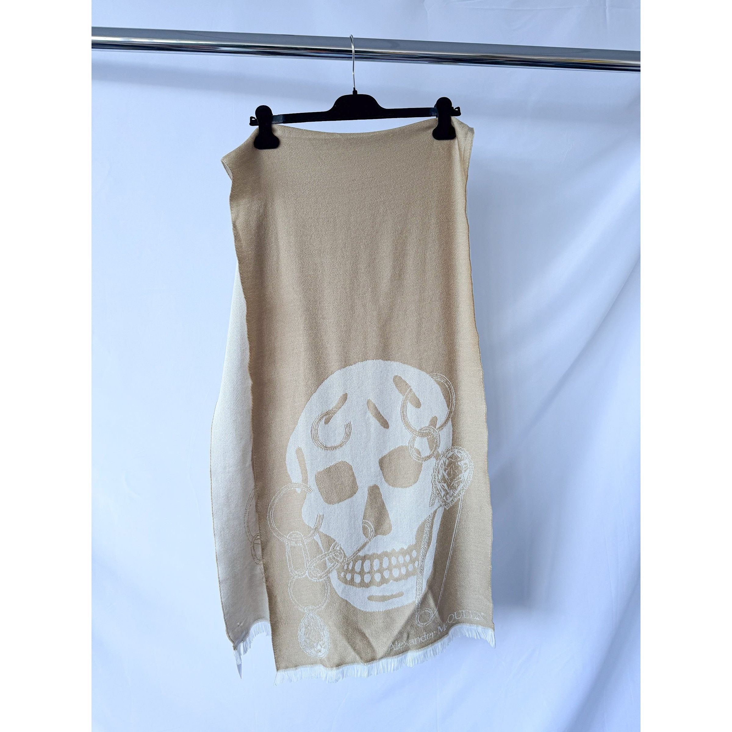 Alexander McQueen Alexander Mcqueen Beige Wool Scull Scarf Size ONE SIZE - 1 Thumbnail