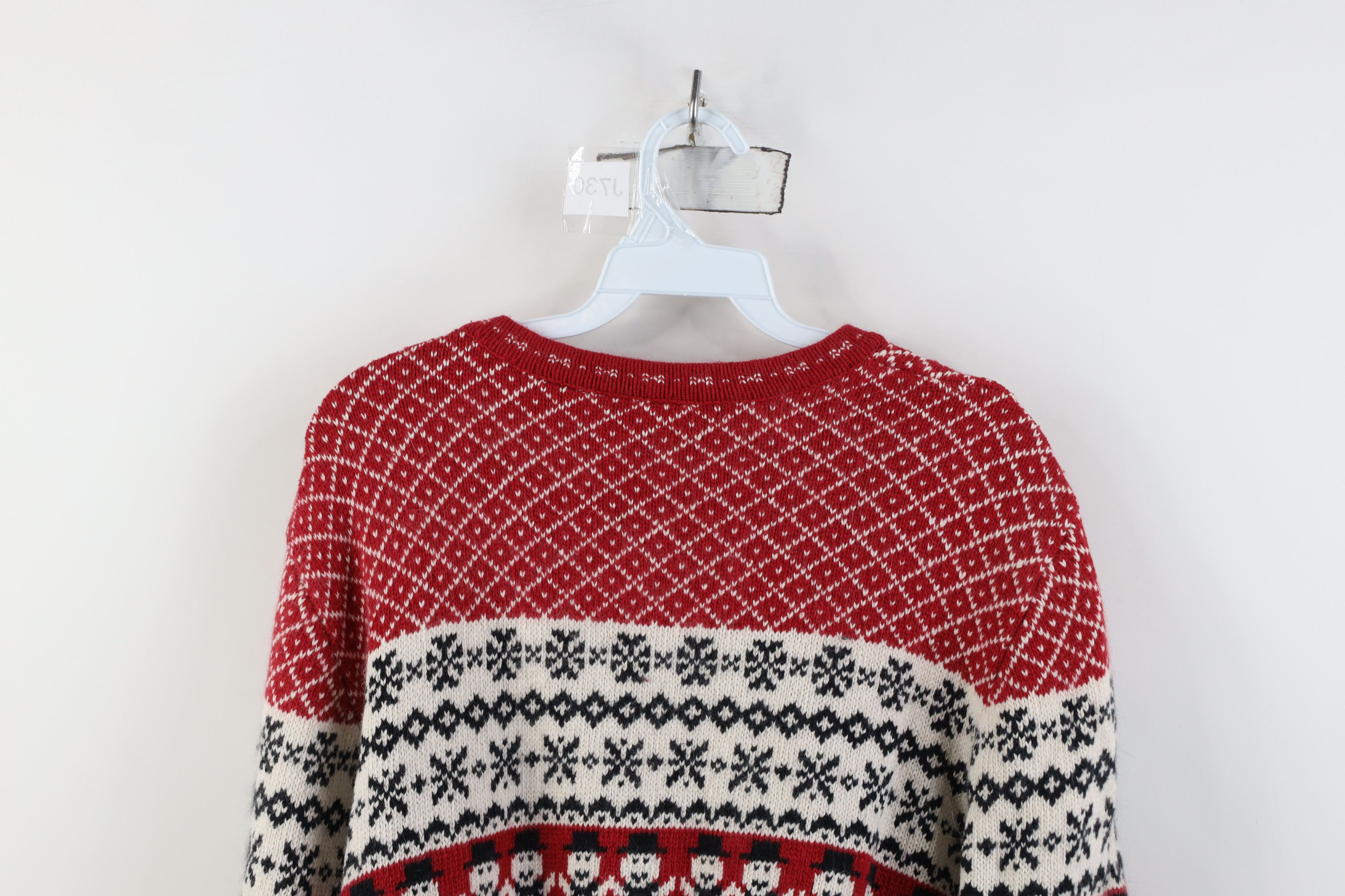 Vintage Vintage 90s Christmas Snowman Fair Isle Cardigan Sweater Size L / US 10 / IT 46 - 12 Thumbnail