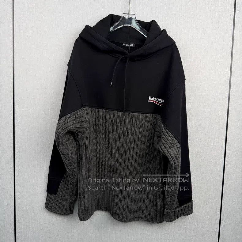 Balenciaga Balenciaga Black and Gray Colorblocked Hoodie Size US S / EU 44-46 / 1 - 1 Thumbnail